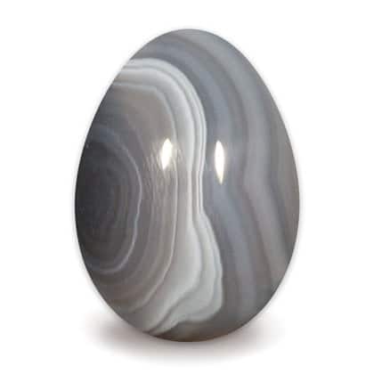 Talla de ágata gris en forma huevo