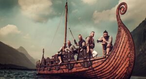 Vikingos atravesando los mares guiados por la piedra solar